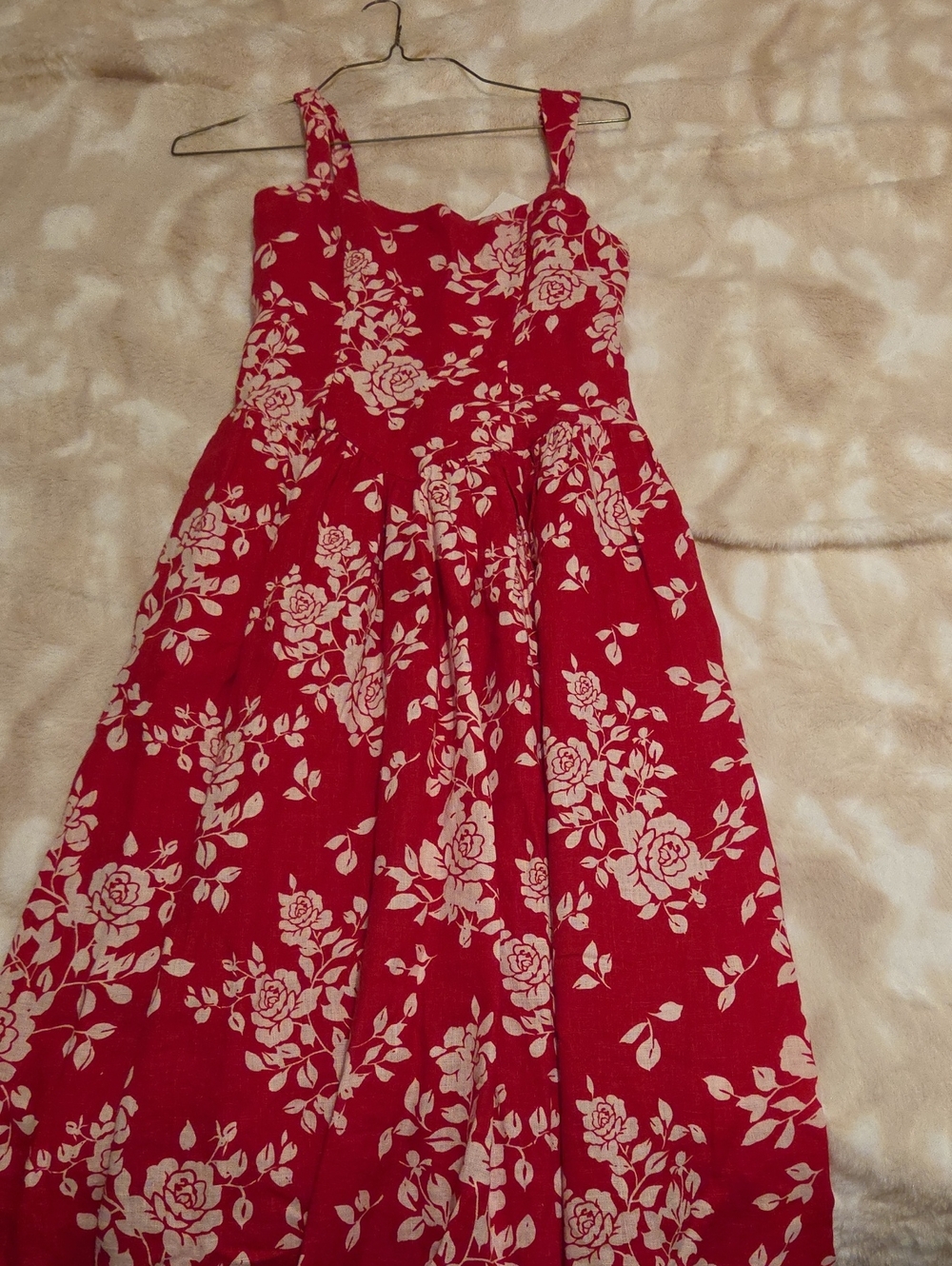 Red Floral Sundress - Sleeveless Summer Dress